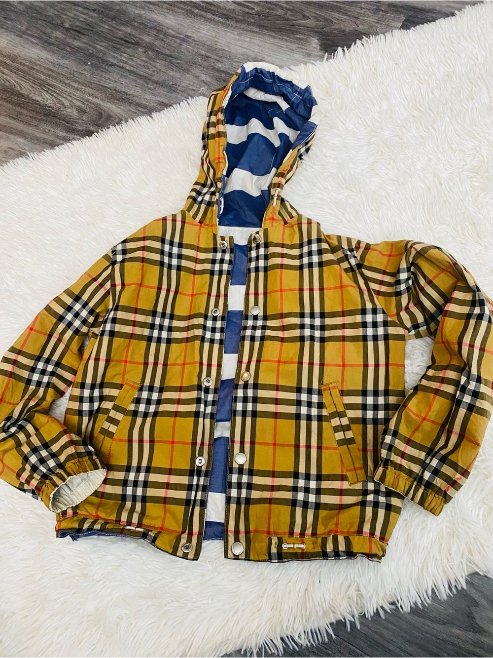 Burberry Kids Reversible Plaid Hooded Jacket